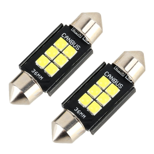 2 PCS 36mm DC12V / 2.5W / 6000K / 170LM 6LEDs SMD-3030 Car Reading Lamp Dome Light by buy2fix