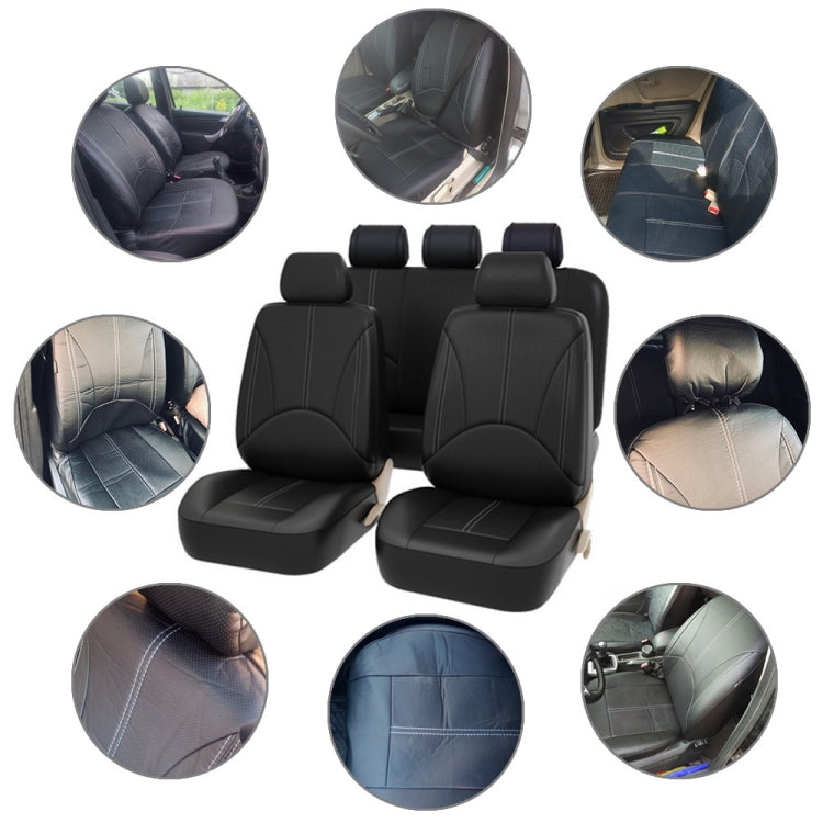 4 in 1 Universal PU Leather Four Seasons Anti-Slippery Front Seat Cover Cushion Mat Set for 2 Seat Car(Beige) - Seat Accessories by buy2fix | Online Shopping UK | buy2fix