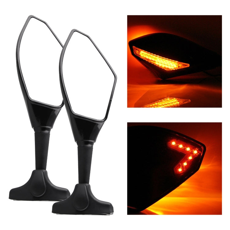 Motorcycle Modified Rear View Mirror Set with Light for Kawasaki (Black) - Side Mirrors by buy2fix | Online Shopping UK | buy2fix
