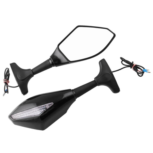 Motorcycle Modified Rear View Mirror Set with Light for Kawasaki (Black) - Side Mirrors by buy2fix | Online Shopping UK | buy2fix