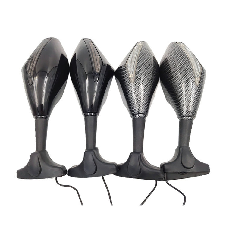 Motorcycle Modified Rear View Mirror Set with Light for Kawasaki (Carbon Fiber Black) - Side Mirrors by buy2fix | Online Shopping UK | buy2fix