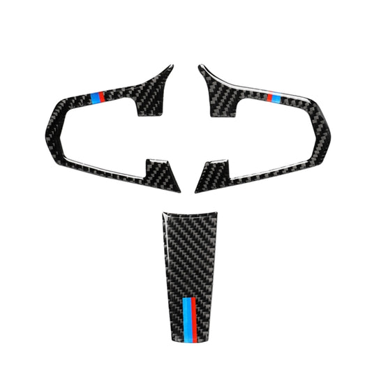 3 in 1 Car Carbon Fiber Tricolor Steering Wheel Button Decorative Sticker for BMW 5 Series G30 X3 G01, Left and Right Drive Universal - Car Interior Mouldings by buy2fix | Online Shopping UK | buy2fix