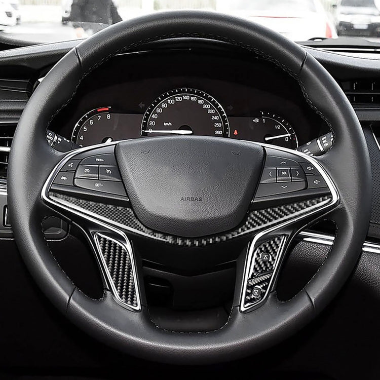 4 in 1 Car Carbon Fiber Steering Wheel Button Decorative Sticker for Cadillac xt5 2016-2017, Left and Right Drive Universal - Car Interior Mouldings by buy2fix | Online Shopping UK | buy2fix