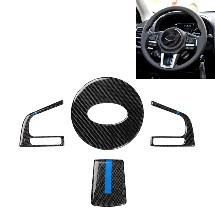 4 in 1 Car Carbon Fiber Blue Steering Wheel Button Decorative Sticker for Subaru Forester 2016-2018, Left and Right Drive Universal - Car Interior Mouldings by buy2fix | Online Shopping UK | buy2fix