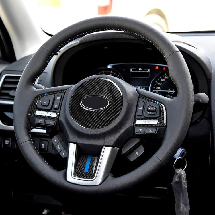 4 in 1 Car Carbon Fiber Blue Steering Wheel Button Decorative Sticker for Subaru Forester 2016-2018, Left and Right Drive Universal - Car Interior Mouldings by buy2fix | Online Shopping UK | buy2fix