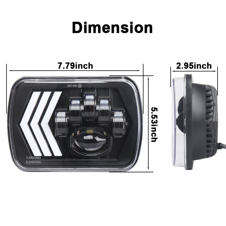 2 PCS 5X7 inch Car Modified Red Background LED Square Headlamp for Jeep Wrangler - Work Lights by buy2fix | Online Shopping UK | buy2fix