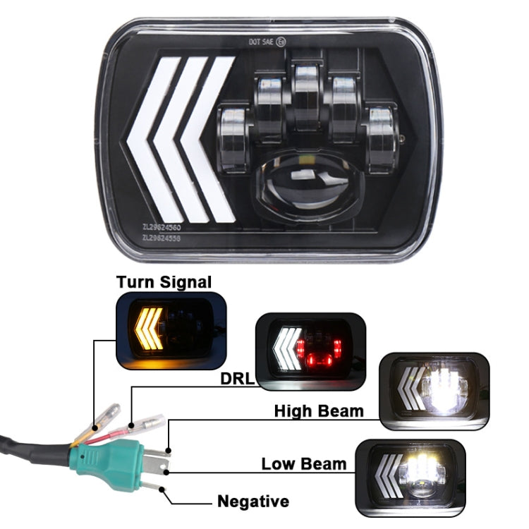 2 PCS 5X7 inch Car Modified Red Background LED Square Headlamp for Jeep Wrangler - Work Lights by buy2fix | Online Shopping UK | buy2fix