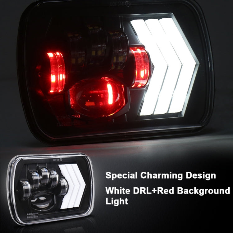 2 PCS 5X7 inch Car Modified Red Background LED Square Headlamp for Jeep Wrangler - Work Lights by buy2fix | Online Shopping UK | buy2fix