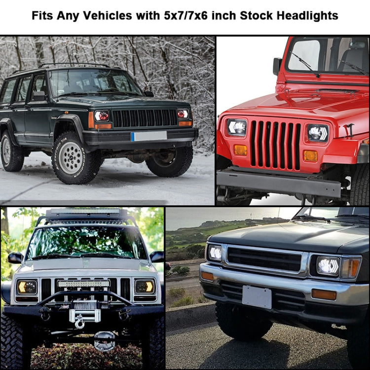 2 PCS 5X7 inch Car Modified Red Background LED Square Headlamp for Jeep Wrangler - Work Lights by buy2fix | Online Shopping UK | buy2fix