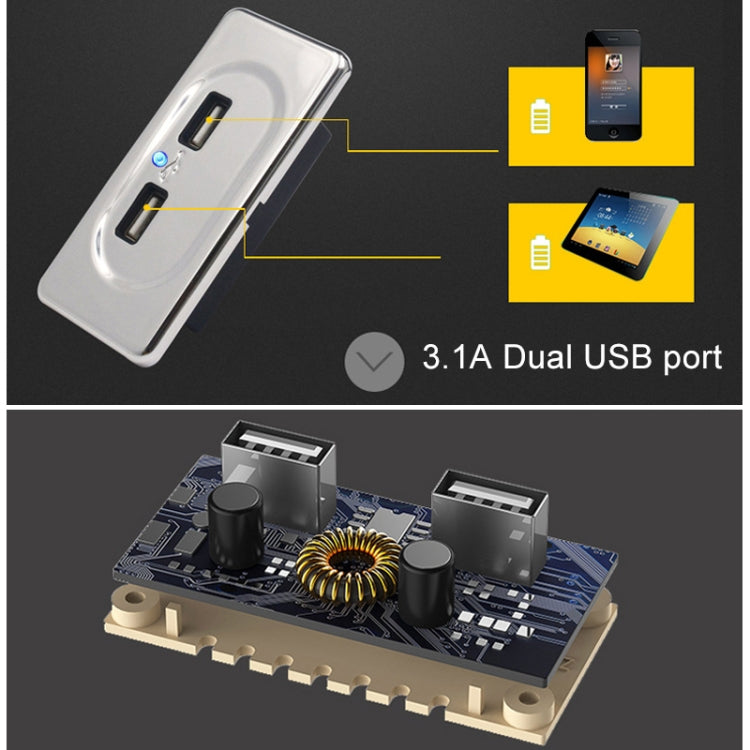3.1A Short Cable RV Bus Modified Car Charger Dual USB Charger - DIY Modified Charger by buy2fix | Online Shopping UK | buy2fix