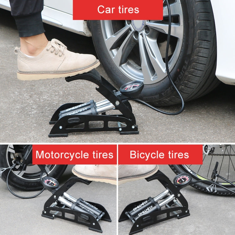 0903E Car / Motorcycle / Bicycle Portable High Pressure Double Pipe Inflatable Cylinder Pedal Air Pump - Inflatable Pump by buy2fix | Online Shopping UK | buy2fix