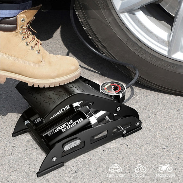 0903E Car / Motorcycle / Bicycle Portable High Pressure Double Pipe Inflatable Cylinder Pedal Air Pump - Inflatable Pump by buy2fix | Online Shopping UK | buy2fix