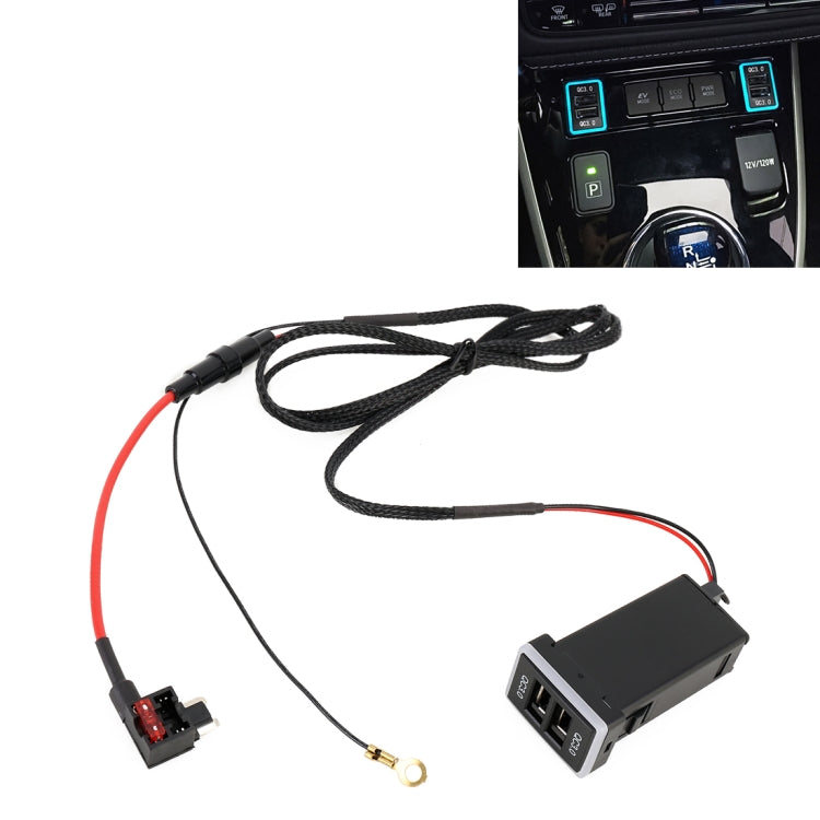 Car QC3.0 Fast Charge USB Interface Modification Charger for Toyota, Fuse to Take Power(Ice Blue Light) - DIY Modified Charger by buy2fix | Online Shopping UK | buy2fix
