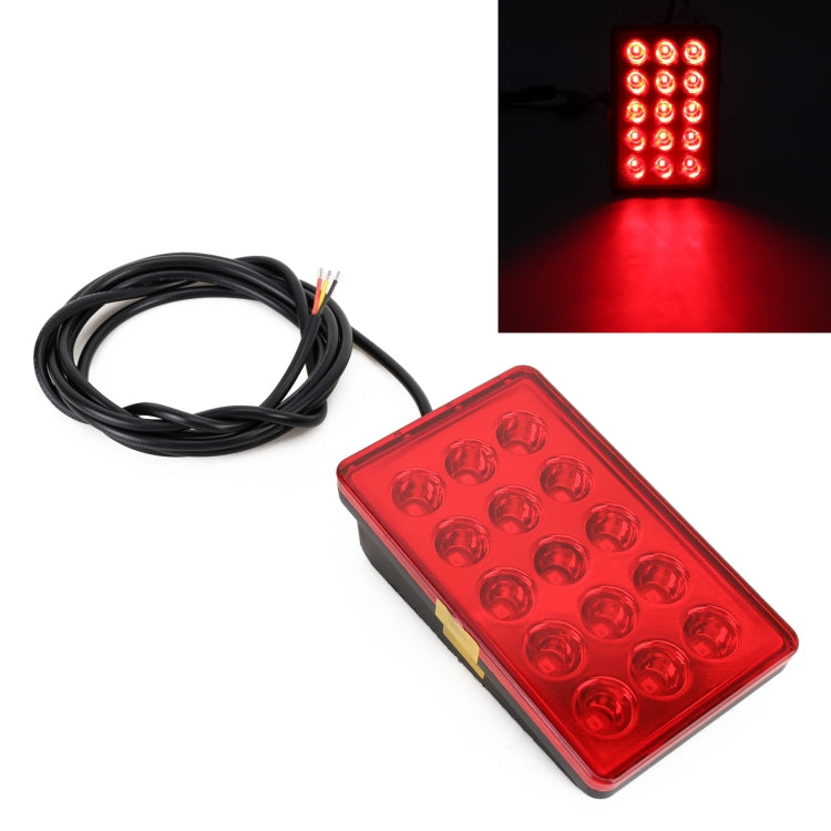 DC12V 1W Car Square Highlight Brake Lights Reversing Light with 15LEDs SMD-3528 (Red) - Brake Lights by buy2fix | Online Shopping UK | buy2fix