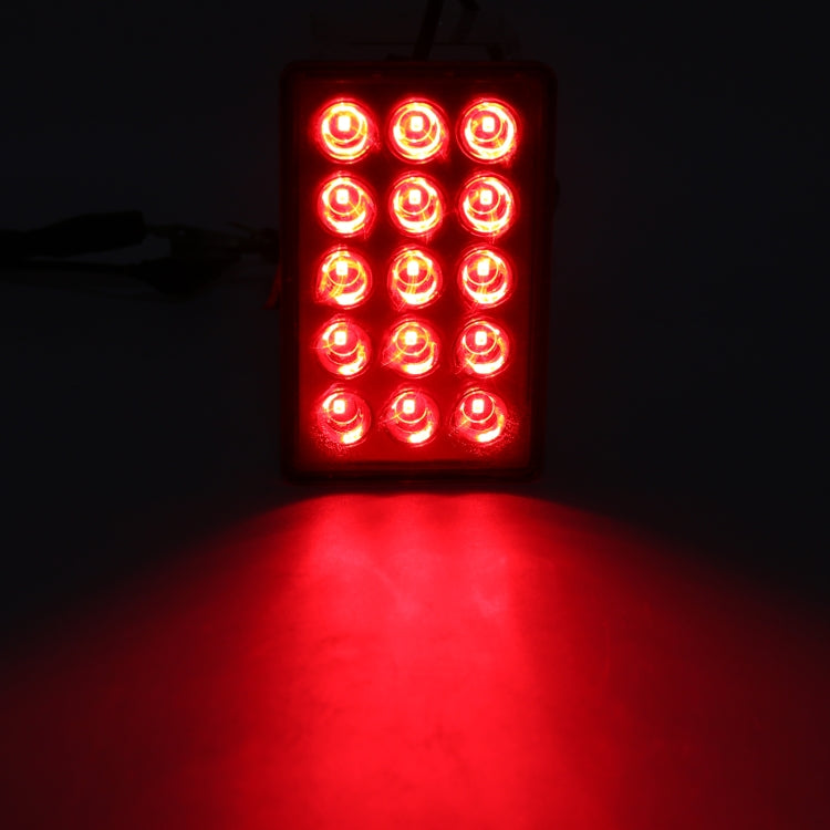 DC12V 1W Car Square Highlight Brake Lights Reversing Light with 15LEDs SMD-3528 (Black) - Brake Lights by buy2fix | Online Shopping UK | buy2fix