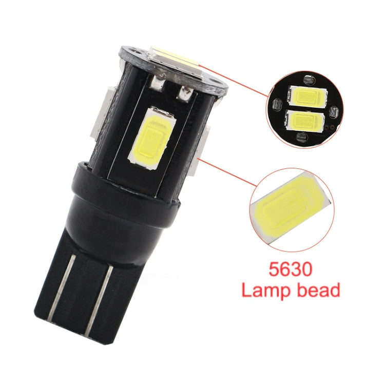 10 PCS T10 DC12V / 1.5W / 6000K / 80LM Car Decoding LED Clearance Lights with 6LEDs SMD-5630 Lamp Beads - Brake Lights by buy2fix | Online Shopping UK | buy2fix