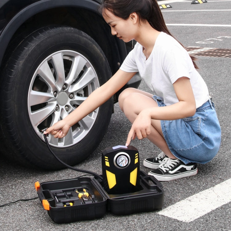 Car 12V Portable Inflatable Cylinder Pedal Pointer Air Pump with Light & Tool Box - Inflatable Pump by buy2fix | Online Shopping UK | buy2fix