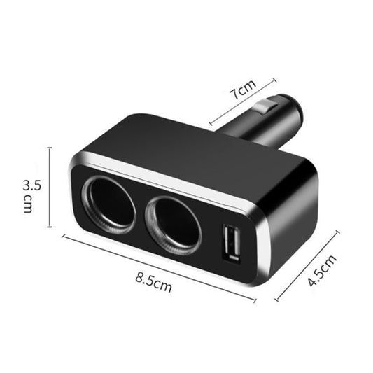 SHUNWEI SD-1909 80W 0.8A Car 2 in 1 USB Charger 90 Degree Free Rotation Cigarette Lighter (Black) by SHUNWEI