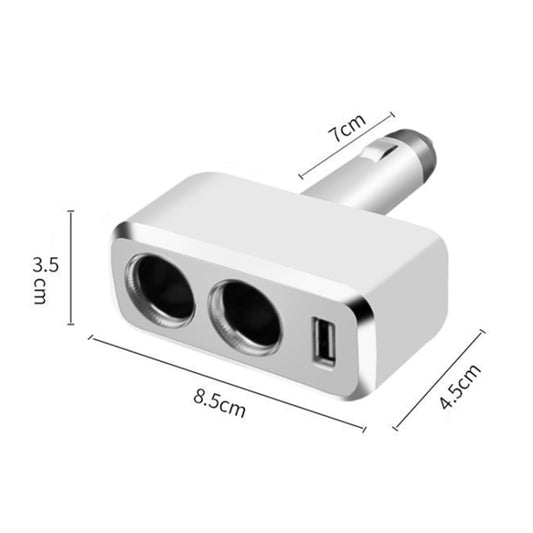 SHUNWEI SD-1909 80W 0.8A Car 2 in 1 USB Charger 90 Degree Free Rotation Cigarette Lighter (White) by SHUNWEI