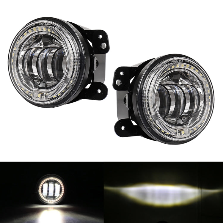 2 PCS DC12V-30V / 30W / 3A / 1440LM 12LEDs 4 inch Car LED Colorful Fog Light, Style: White Background (White Light) - Fog / Driving Lights by buy2fix | Online Shopping UK | buy2fix