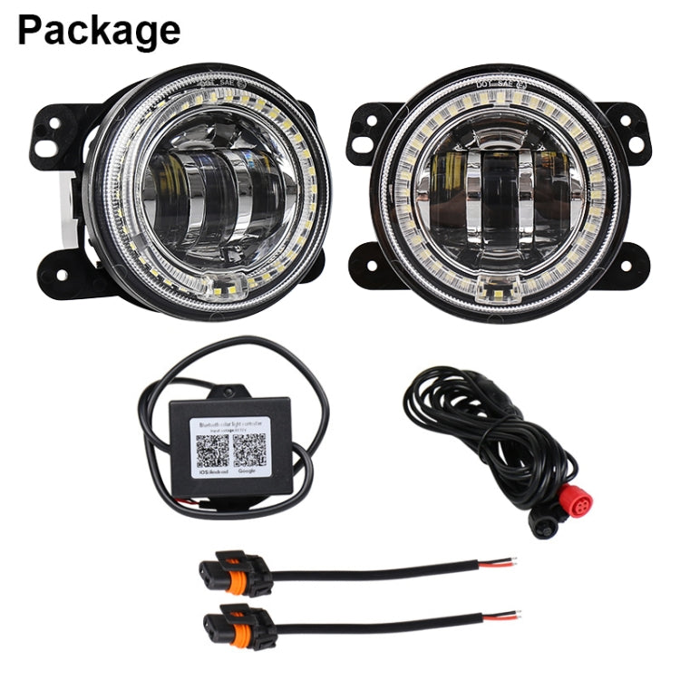 2 PCS DC12V-30V / 30W / 3A / 1440LM 12LEDs 4 inch Car LED Colorful Fog Light, Style: White Background (Yellow Light) - Fog / Driving Lights by buy2fix | Online Shopping UK | buy2fix