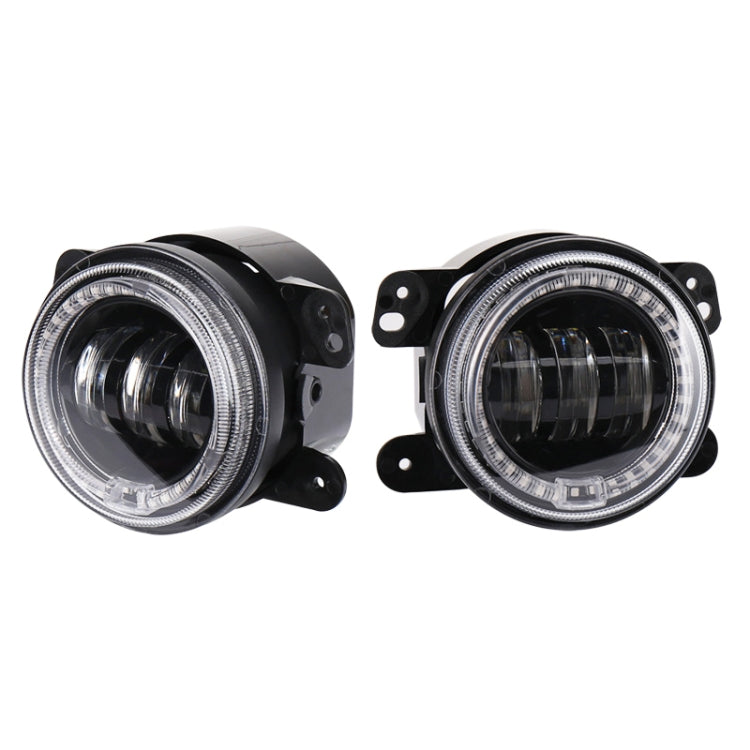 2 PCS DC12V-30V / 30W / 3A / 1440LM 12LEDs 4 inch Car LED Colorful Fog Light, Style: Black Background(Yellow Light) - Fog / Driving Lights by buy2fix | Online Shopping UK | buy2fix