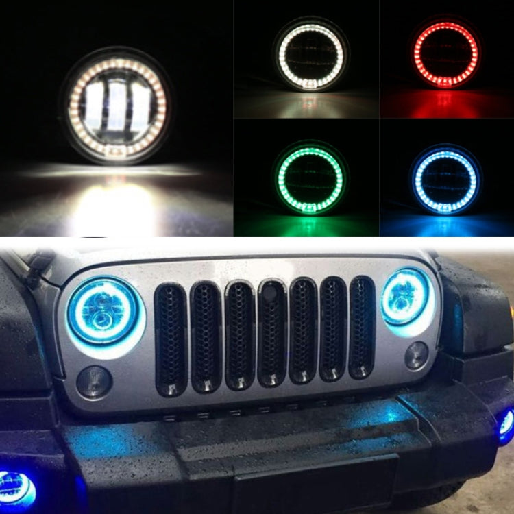 2 PCS DC12V-30V / 30W / 3A / 1440LM 12LEDs 4 inch Car LED Colorful Fog Light, Style: Black Background(White Light) - Fog / Driving Lights by buy2fix | Online Shopping UK | buy2fix