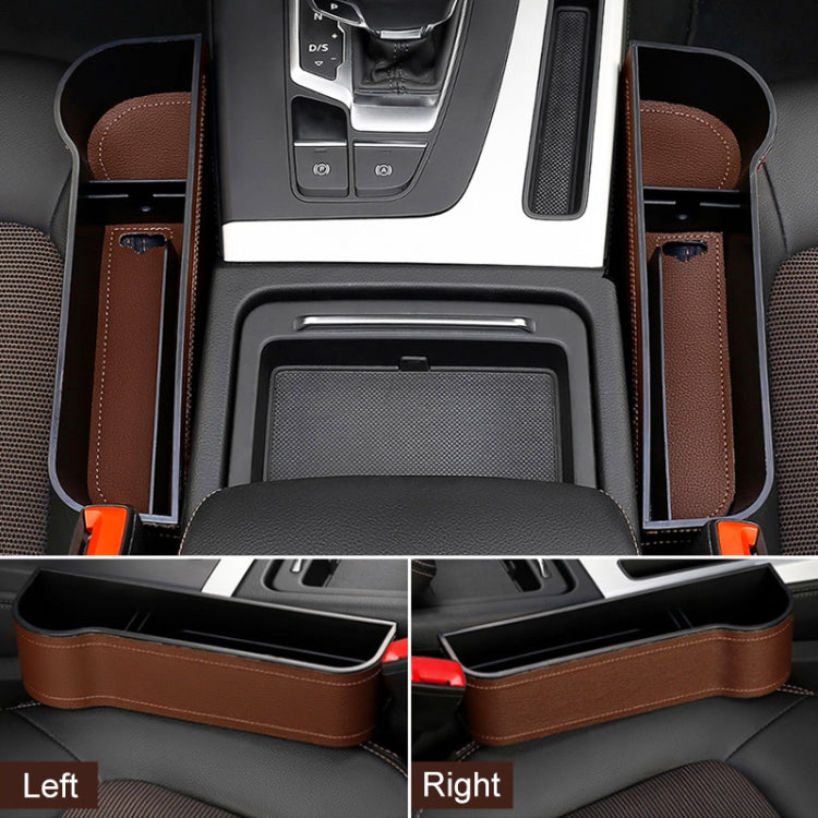 2 PCS Car Multi-functional Principal And Deputy Driver Seat Console Leather Box (Brown) by buy2fix