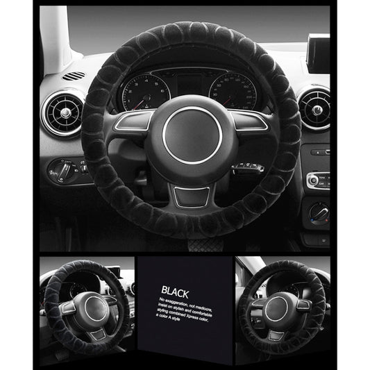 Car Universal Short Plush Warm Anti-skid Steering Wheel Cover, Adaptation Steering Wheel Diameter: 38cm (Black) by buy2fix