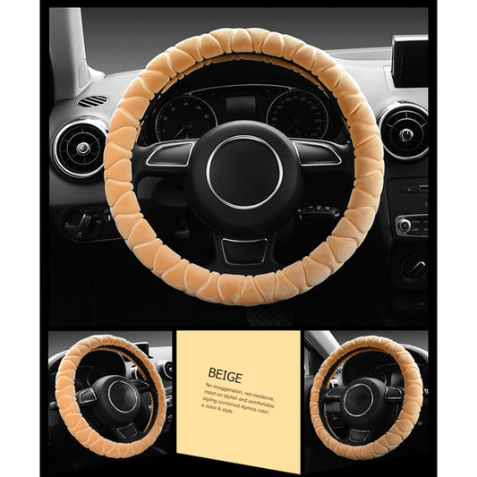 Car Universal Short Plush Warm Anti-skid Steering Wheel Cover, Adaptation Steering Wheel Diameter: 38cm (Beige) by buy2fix