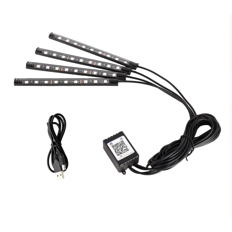 4 in 1 Universal Car USB 8-color APP Control LED Atmosphere Light Decorative Lamp, with 9LEDs Lamps Cable Length: 1.5m - by buy2fix | Online Shopping UK | buy2fix