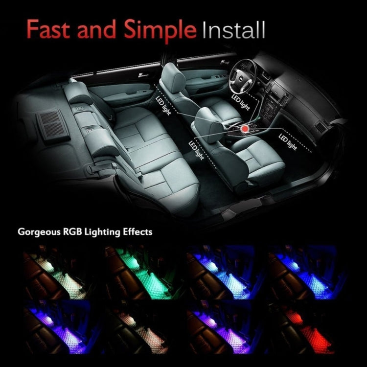 4 in 1 Universal Car USB 8-color APP Control LED Atmosphere Light Decorative Lamp, with 18LEDs Lamps Cable Length: 1.5m - Atmosphere lights by buy2fix | Online Shopping UK | buy2fix