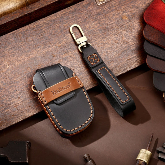 Hallmo Car Cowhide Leather Key Protective Cover Key Case for Hyundai IX35 B Style(Black) by Hallmo