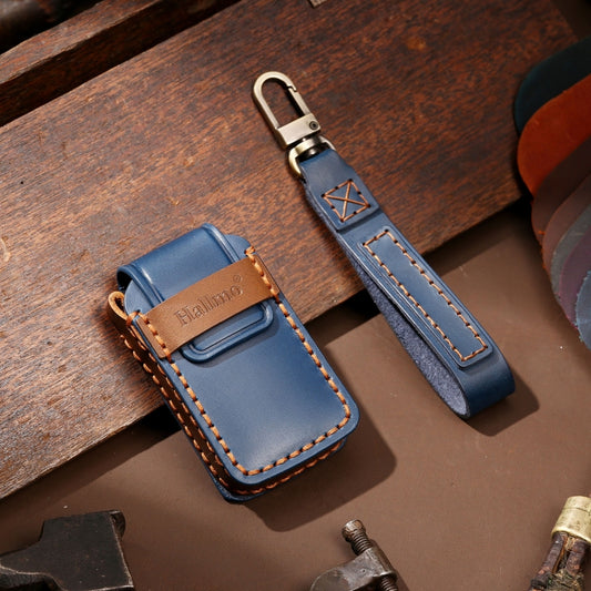 Hallmo Car Cowhide Leather Key Protective Cover Key Case for Honda Civic / Accord 3-button Start(Blue) by Hallmo