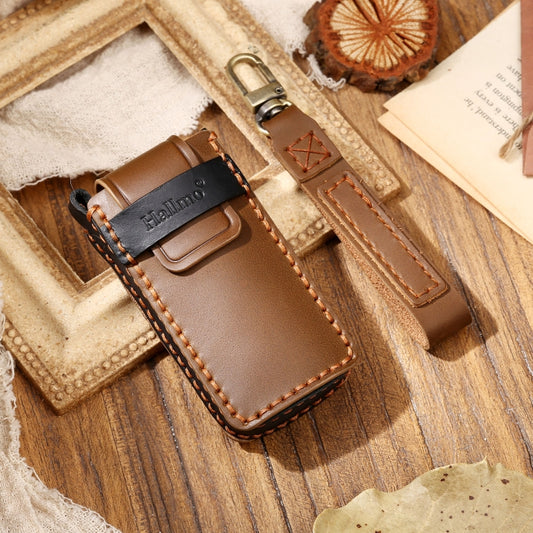 Hallmo Car Cowhide Leather Key Protective Cover Key Case for Trumpchi GS4 2021 C Style(Brown) by Hallmo