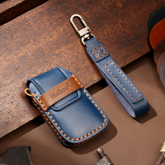Hallmo Car Cowhide Leather Key Protective Cover Key Case for Volkswagen Lavida A Style(Blue) by Hallmo