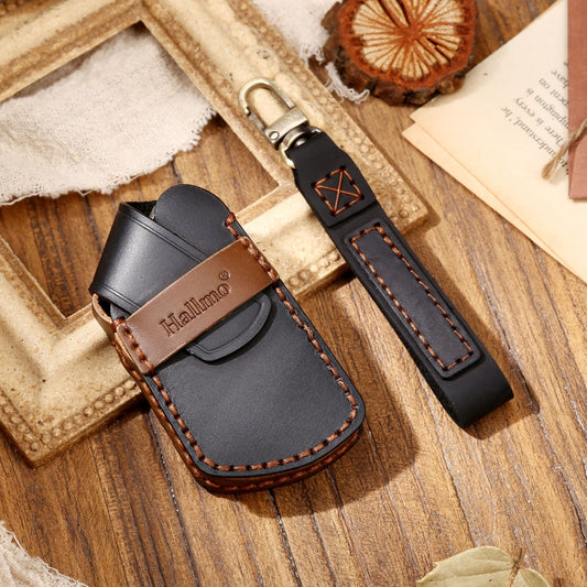 Hallmo Car Cowhide Leather Key Protective Cover Key Case for Volkswagen Golf 8(Black) by Hallmo