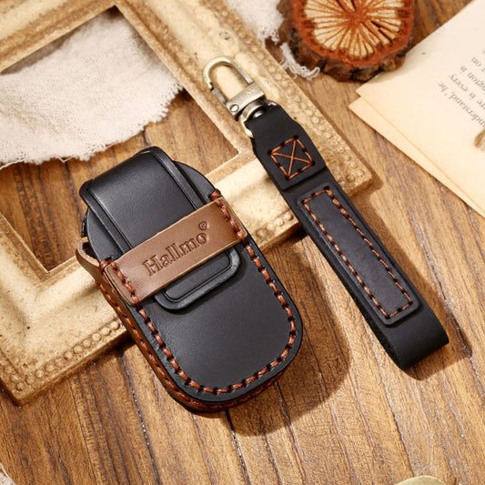 Hallmo Car Cowhide Leather Key Protective Cover Key Case for LEADING IDEAL One(Black) by Hallmo