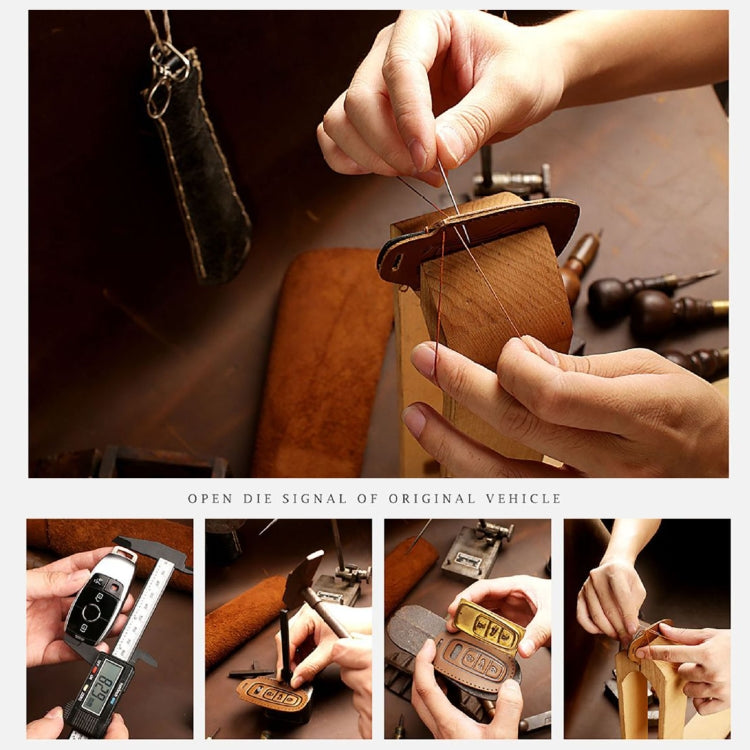 Hallmo Car Cowhide Leather Key Protective Cover Key Case for Mitsubishi Outlander(Brown) by Hallmo