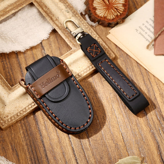 Hallmo Car Cowhide Leather Key Protective Cover Key Case for Tesla Model X B Style(Black) by Hallmo