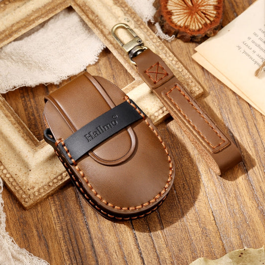Hallmo Car Cowhide Leather Key Protective Cover Key Case for NIO ES6 / ES8(Brown) by Hallmo
