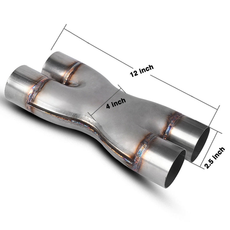 Dual 2.5 inch Car Universal 304 Stainless Steel X-type Exhaust Pipe - Exhaust Pipes by buy2fix | Online Shopping UK | buy2fix