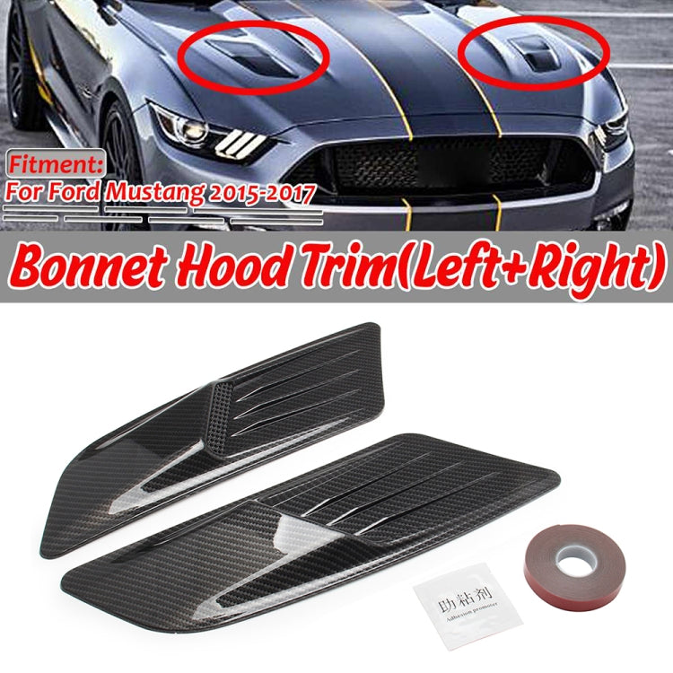 2 PCS Car Decorative Air Flow Intake Scoop Bonnet Side Fender Vent Hood Set for Ford Mustang 2015-2017, Carbon Fiber by buy2fix