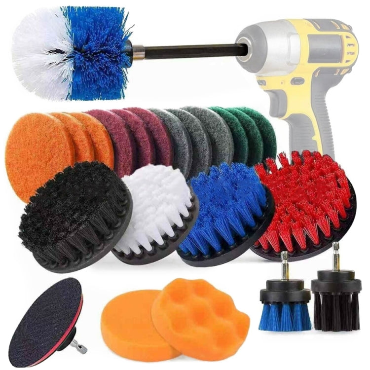 23 in 1 Floor Wall Window Glass Cleaning Descaling Electric Drill Brush Head Set - Sponges, Cloths & Brushes by buy2fix | Online Shopping UK | buy2fix