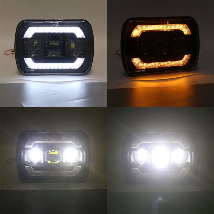 2073S 1 Pair 7 inch Car Square Headlight Work Light - Work Lights by buy2fix | Online Shopping UK | buy2fix