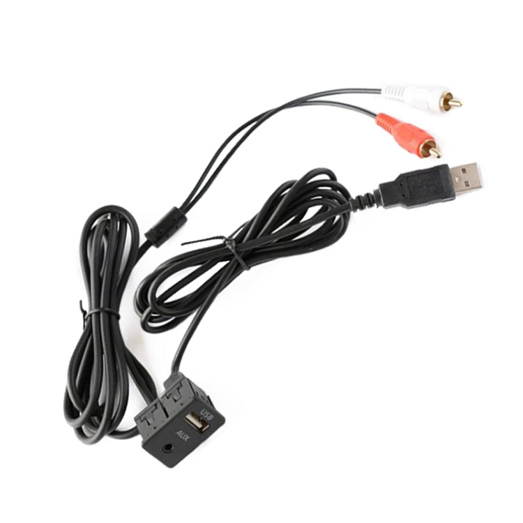 Car Universal Modified USB AUX Extension Cable USB+2RCA Lotus Male Switch Holder for Alpine / Pioneer - DIY Cables by buy2fix | Online Shopping UK | buy2fix