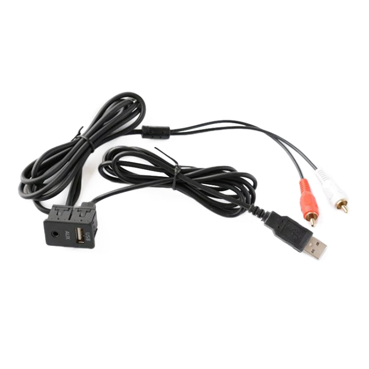 Car Universal Modified USB AUX Extension Cable USB+2RCA Lotus Male Switch Holder for Alpine / Pioneer - DIY Cables by buy2fix | Online Shopping UK | buy2fix