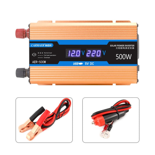 Carmaer Modified Sine Wave 12V to 220V 500W Car Multi-function Double Digital Display Inverter Household Power Converter by buy2fix