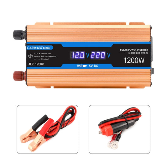 Carmaer Modified Sine Wave 12V to 220V 1200W Car Multi-function Double Digital Display Inverter Household Power Converter by buy2fix