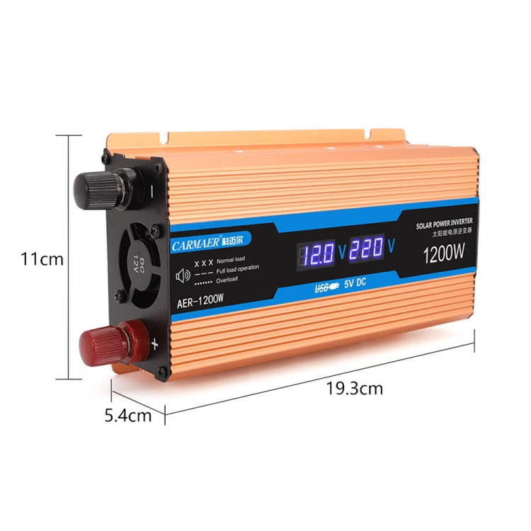 Carmaer Modified Sine Wave 12V to 220V 1200W Car Multi-function Double Digital Display Inverter Household Power Converter - Modified Square Wave by buy2fix | Online Shopping UK | buy2fix